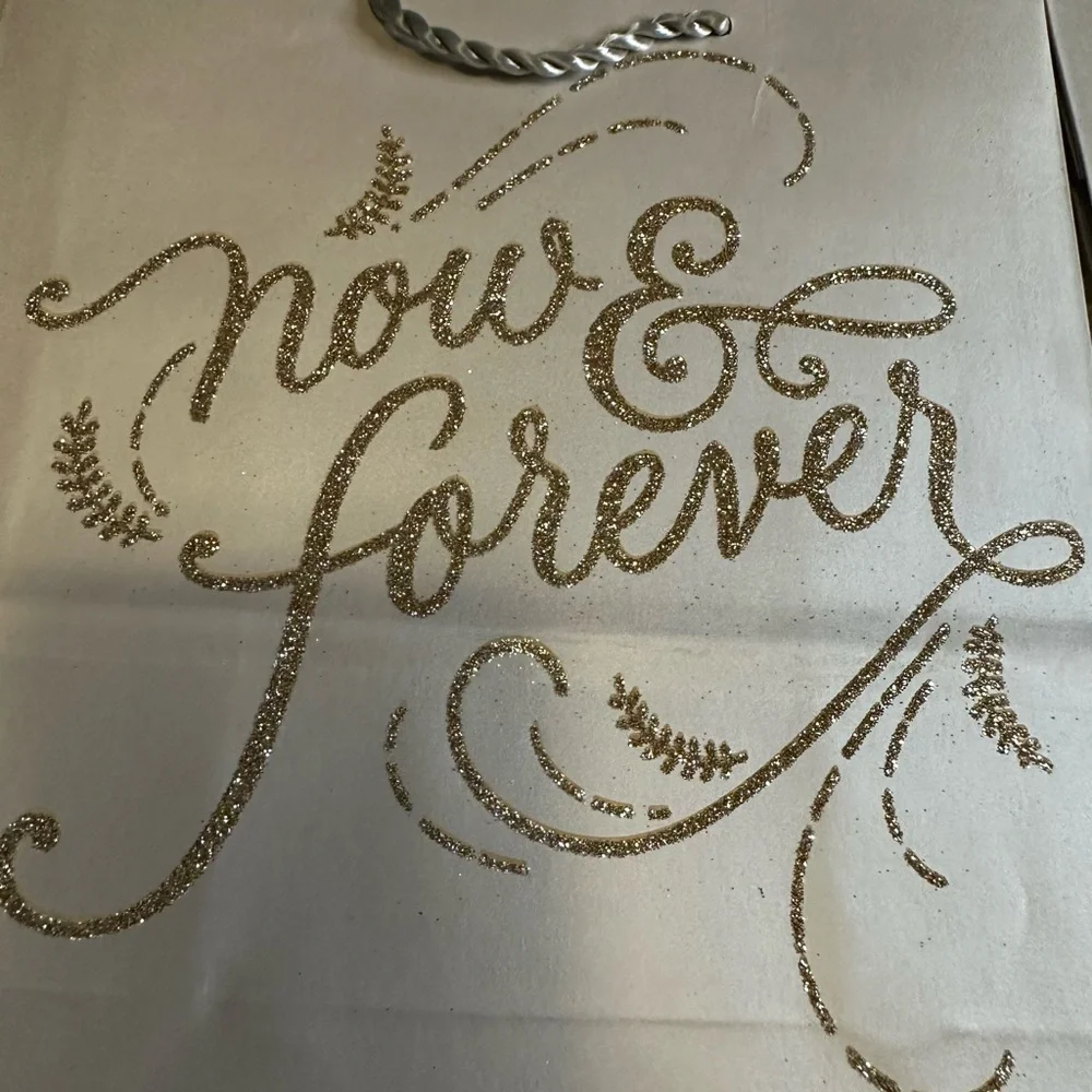 🩵5/$8 Elegant Silver Gift Bags with Gold Script